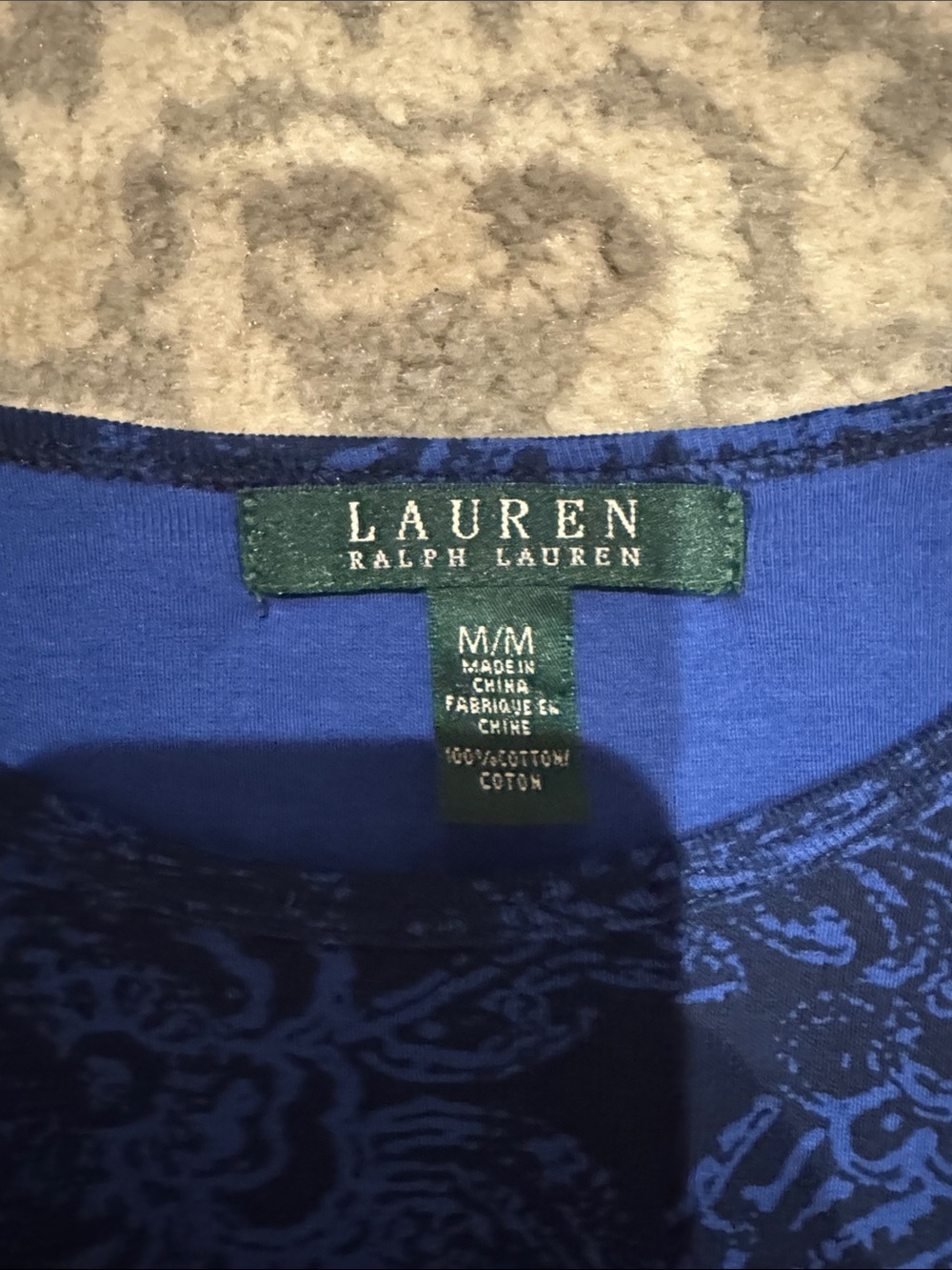 Lauren Ralph Lauren Navy and Royal Blue Floral Long-Sleeve Tee - Picture 2 of 4